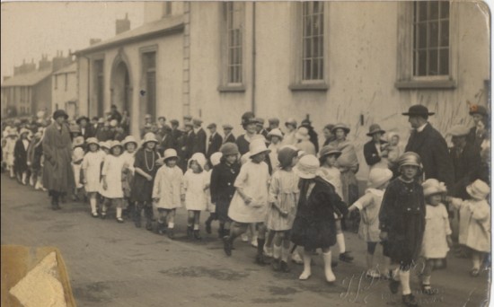 School Walks outside Rehoboth Chapel