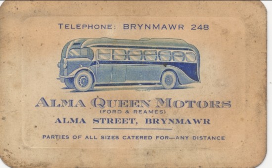 Alma Queen Motors business card