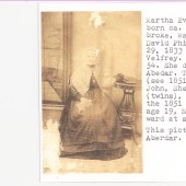 Martha Evans Richard Phillips was born ca. 1813 at Egremont, Pembroke, and married David Phillip, a laborer, in 1833 in the Parish of Lampeter Velfrey. They had nine children. Martha died in 1874, aged 61, and David died in 1862, aged 54.