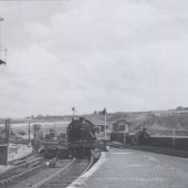 Light engine 40145 approaching the station in the 1950s