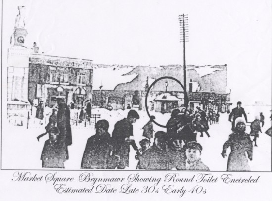 Market Sguare Brynmawr,Showing Round Iron Toilets in 1930s Market Sguare Brynmawr,Showing Round Iron Toilets in 1930s