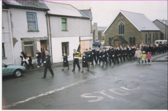 Laying up of oldCounty of Gwent Colour (St,Johns) in St,Marys Church Brynmawr.