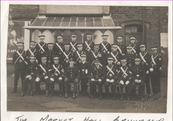 Brynmawr Ambulance Members outside the Market Hall.