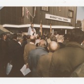 V.E Day memorial on the Market Square, Brynmawr, in 1985, 40 years on