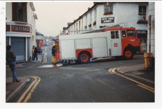 A fire engine in Brynmawr town