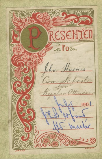 Book presented to Amos John Harris