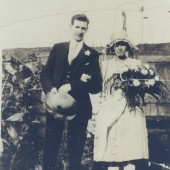 Wedding of William Mills and Irene Long, taken in the garden of 61 Curre St.