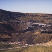 Slag Tips in 1986 being demolished in preparation for Garden Festival Wales 1992.