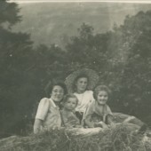 Mills family haymaking, 1953