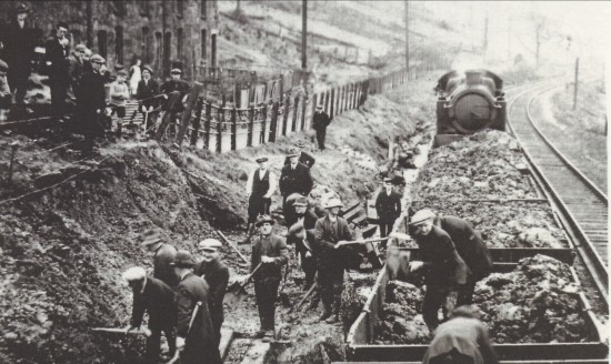 Railway Line at Cwm when mountain slipped