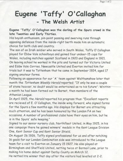 Eugene O'Callaghan born in Victoria 1906,passed away in Fulham 1956.