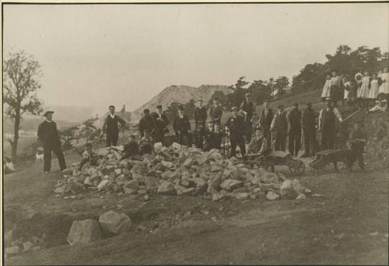 Construction Gang laying Foundations for St. Matthew's Church,Tyllwyn.