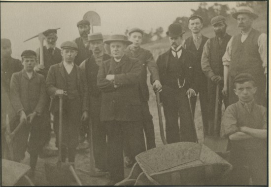 Construction Gang building St.Matthew's Church in Tyllwyn.