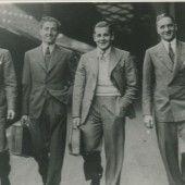 Wales and England Football Internationals arriving at Cardiff Station.
