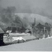 Heavy end of the Ebbw Vale Steelworks viewed to the N.W. from Waunlwyd. 