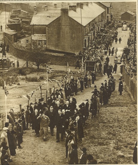 Edward,Prince of Wales visiting Roch Street, Abertillery.