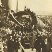 Edward,Prince of Wales, visiting a derelict Steelworks site in South Wales.