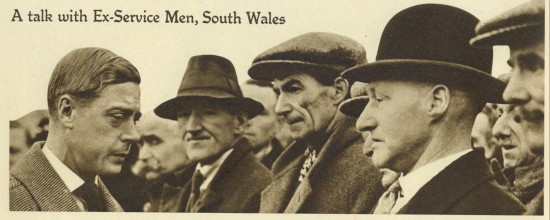 Edward.Prince of Wales speaking with ExServicemen in South Wales.