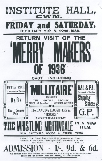 Institute Hall,Cwm.A Variety Concert.