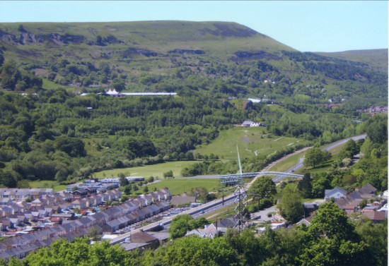 View North to Garden Festival Site from the mountainside above Cwm.
