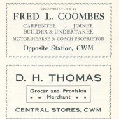 Fred L.Coombes,Undertaker.D.H.Thomas,Central Stores.