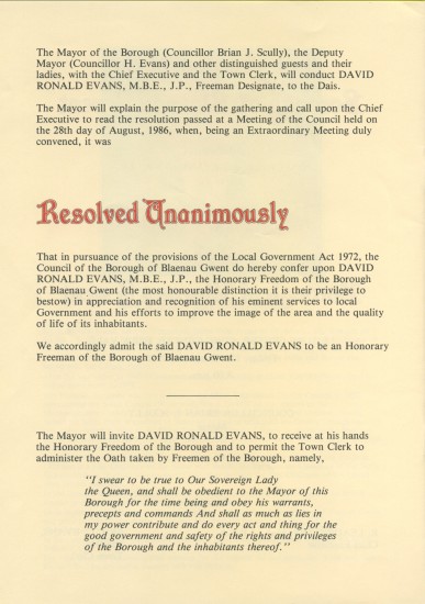 David Ronald Evans ,Freeman
