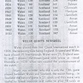 Quoits International Records of Wales v Scotland