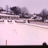 Tredegar swimming pool at Bedwellty Park in the Snow
